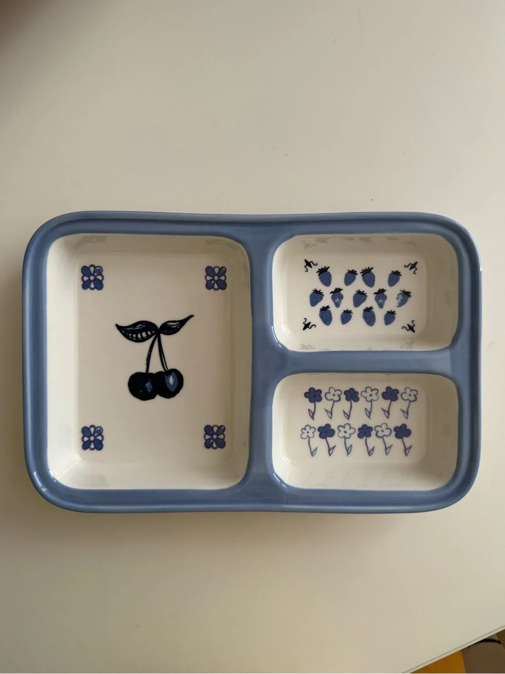 Blue/White Ceramic Divided Tray - Organizer